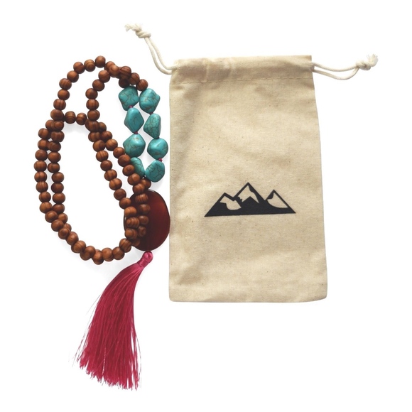 NEW Tassel Necklace wood bead Long Turquoise GIFT - Picture 3 of 4